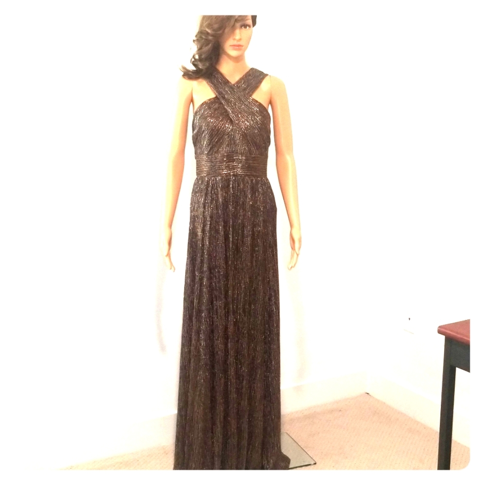 Calvin Klein Metallic Brown Maxi Dress